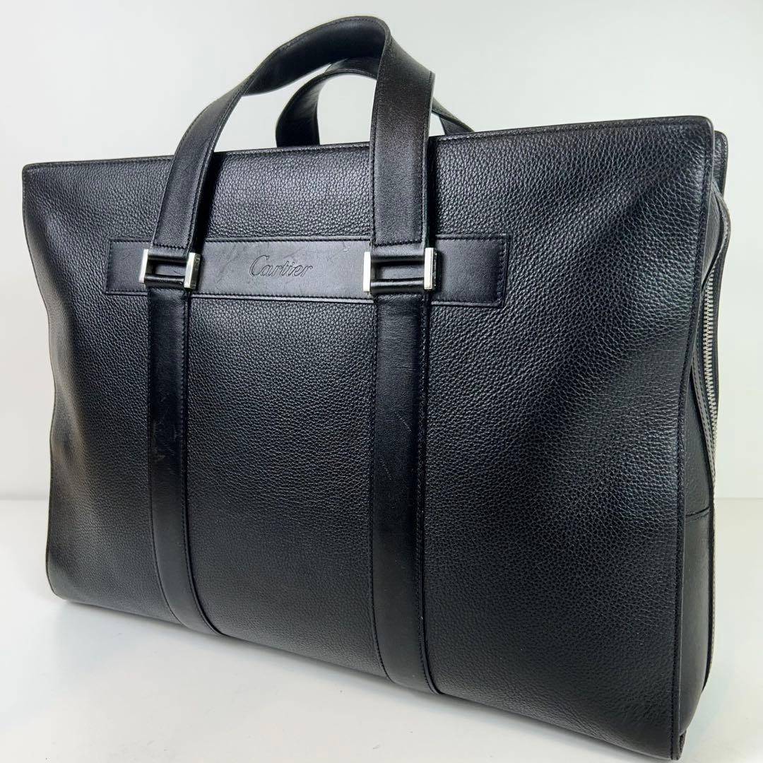 現行・美品✨カルティエ ビジネスバッグ レザー 本革 ブラック A4可 大容量