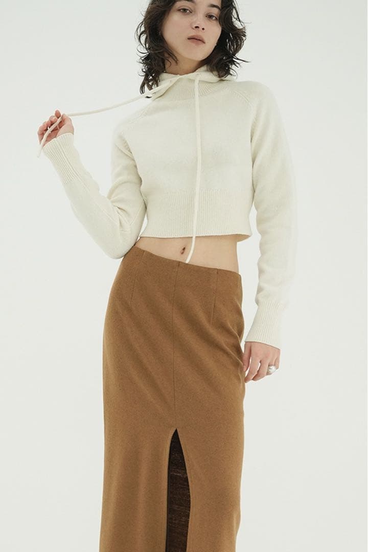 トップス 25AW clane SHORT KNIT HOODIE 1