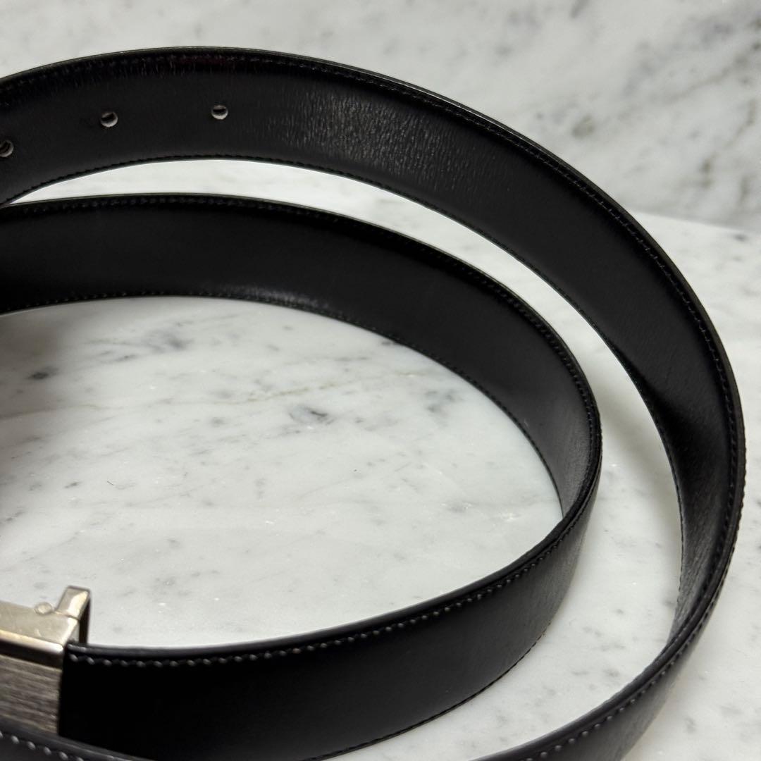 美品 Christian Dior クリスチャンディオール ベルト 本革 黒 銀