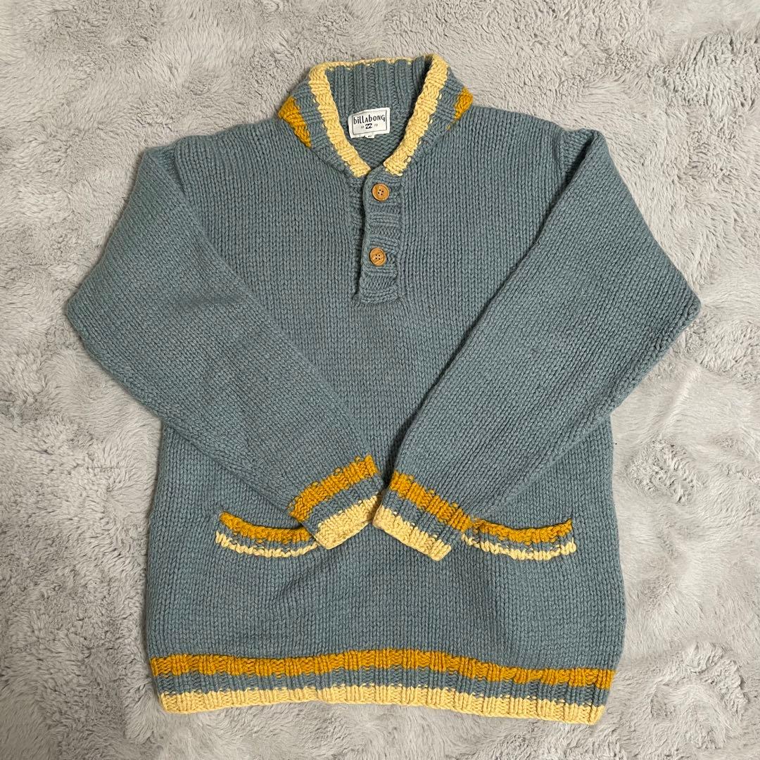 【良配色】billabong カウチン ニット セーター ロゴ入り