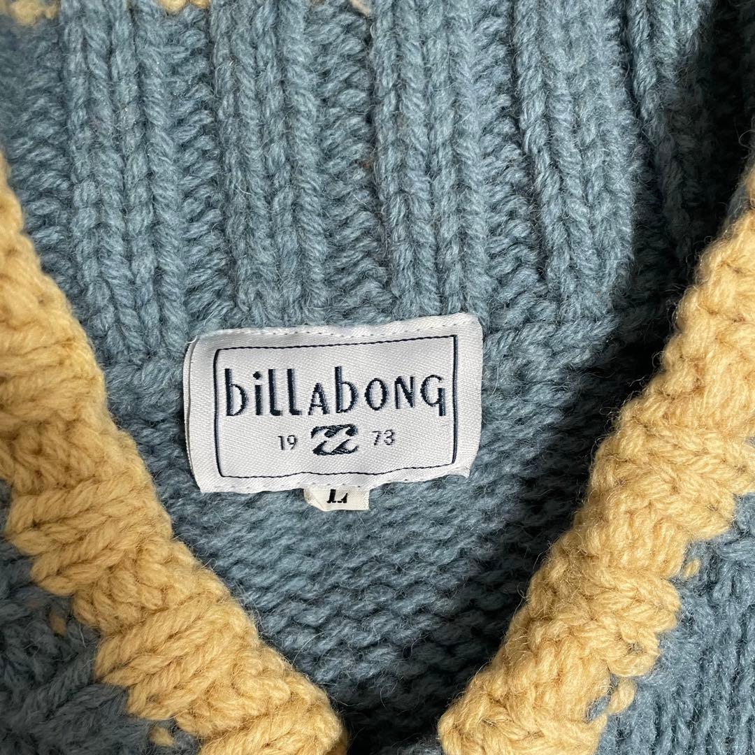 【良配色】billabong カウチン ニット セーター ロゴ入り