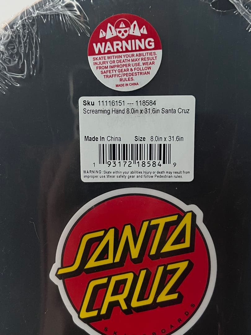 新品SANTA CRUZ Screaming Hand 8.0インチ