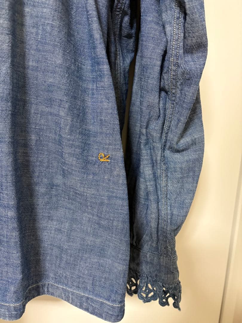 45R ダンガリーカットワークブラウス/インディゴ