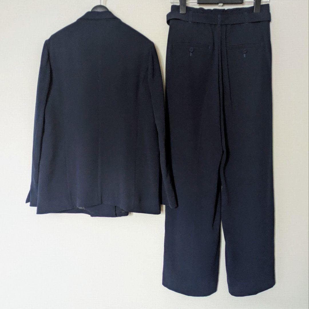 グリーンレーベル パンツスーツ ダブルジャケット ワイドパンツ セットアップ 紺