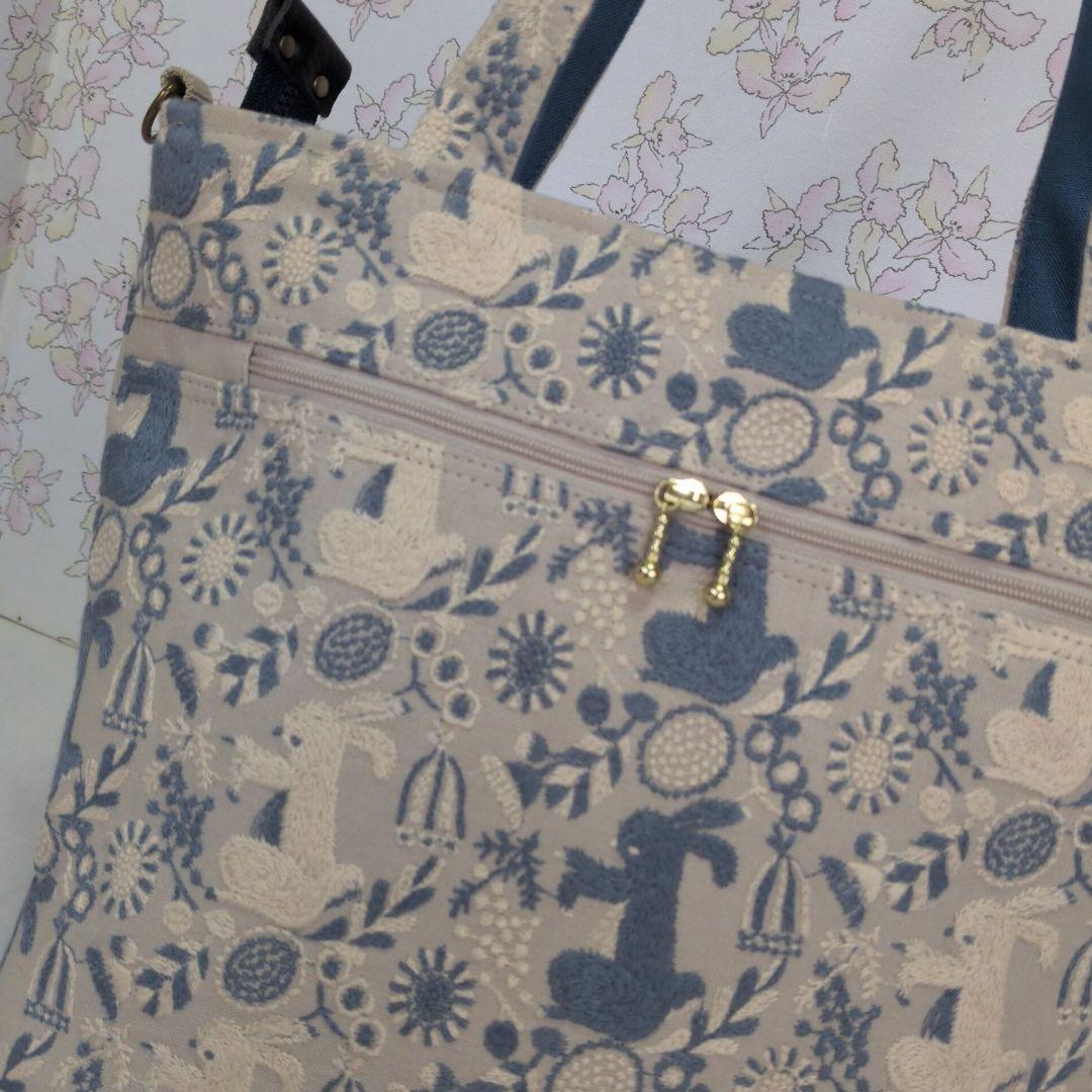 点と線模様製作所　ハンドメイド　バッグ　うさぎ　トートバッグ