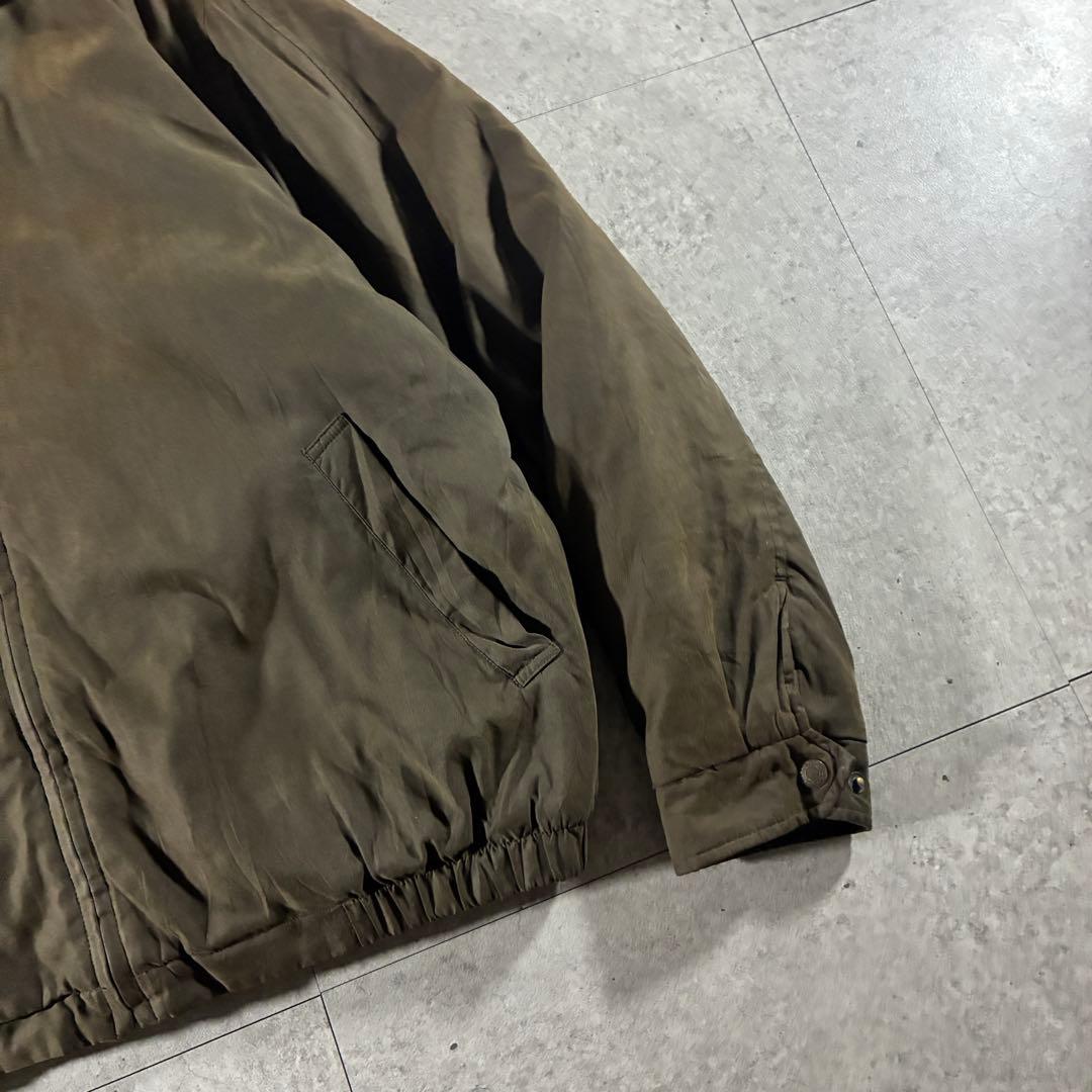 90s DOCKERS襟レザー中綿ブルゾンハリントンジャケットフェード短丈