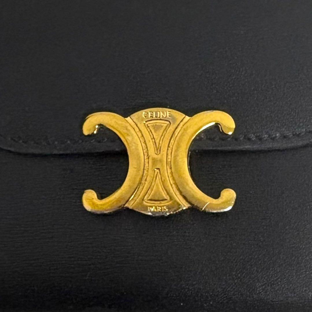 美品✨ CELINE セリーヌ トリオンフ ブラック レザー 三つ折り 財布