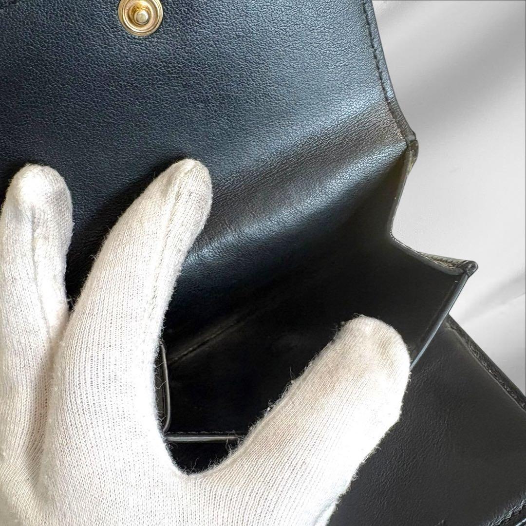 美品✨ CELINE セリーヌ トリオンフ ブラック レザー 三つ折り 財布