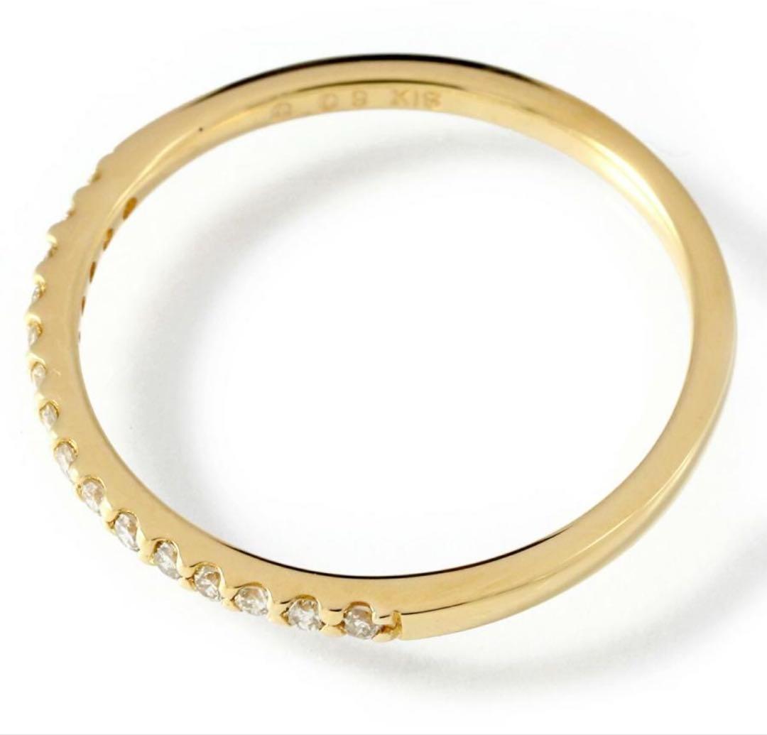 agete ハーフエタニティリング 9号 ダイヤ K18 ゴールド アガット