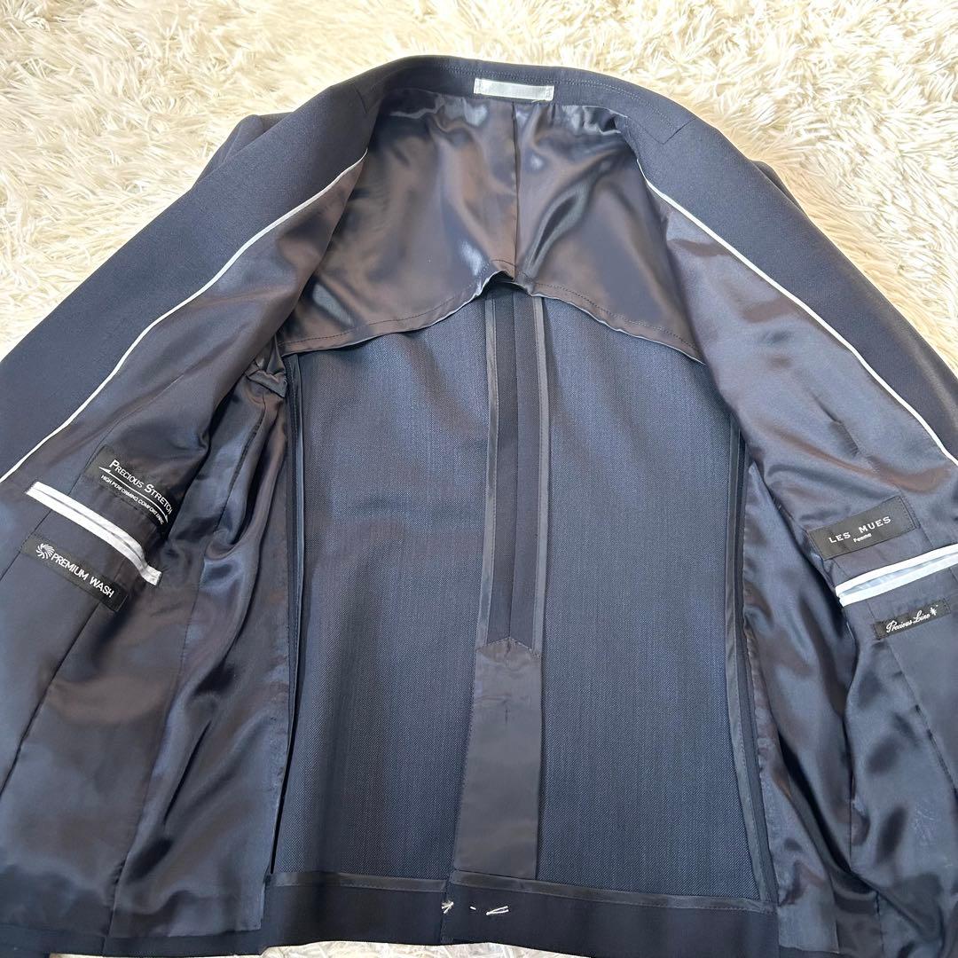 【未使用タグ付】洗えるキレイスーツ 紺ピンドット セットアップ　大きいサイズXL