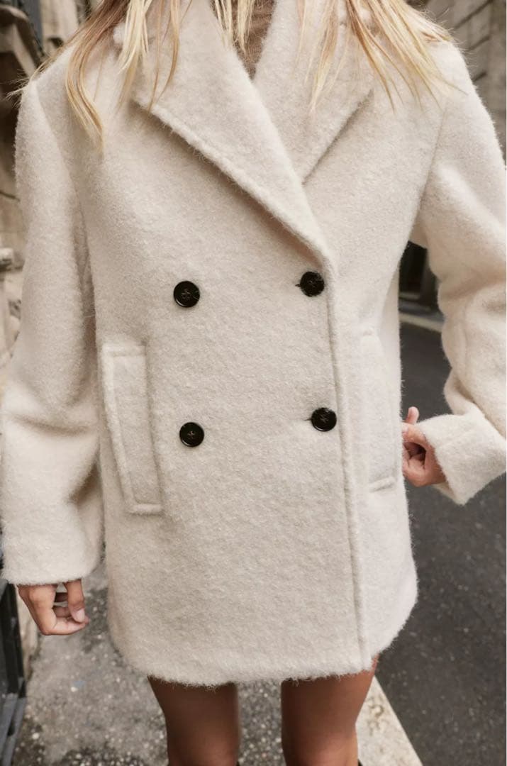 ZARA ブークレダブルブレストミディ丈コートＳサイズ完売品　ザラ