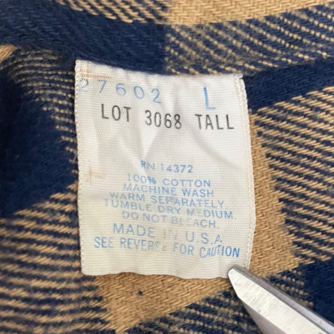 好配色 70s FIVE BROTHERネルシャツ 黄紺 USA製 L ヘビネル