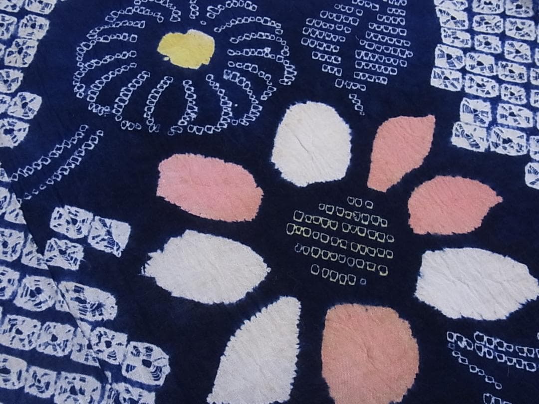 eふれんず◆有松鳴海絞り　夏物　浴衣　枝花文　綿◆am1075