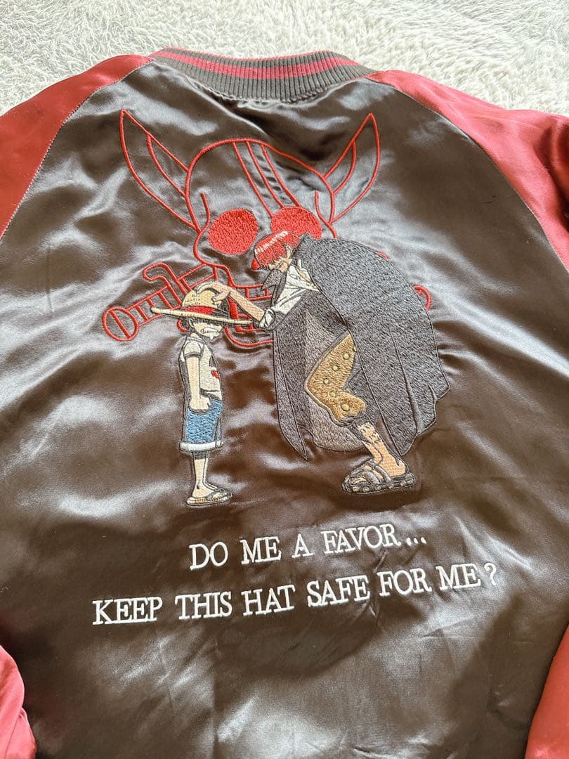 スカジャン 海の波とキャラクター刺繍