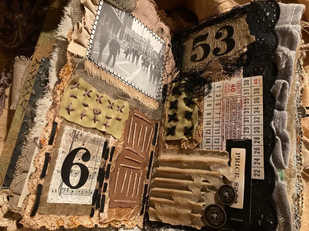 男前ジャンクジャーナル　雑記帳　数字　革タグ　ペイント　アンティーク