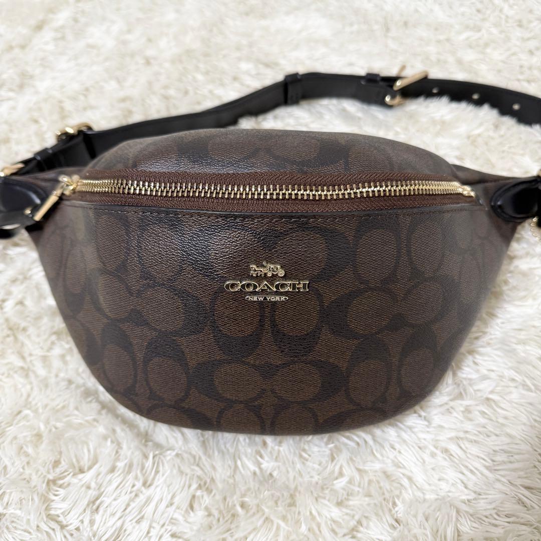 極美品✨COACH コーチ ウエストバッグ PVC シグネチャー ボディバッグ