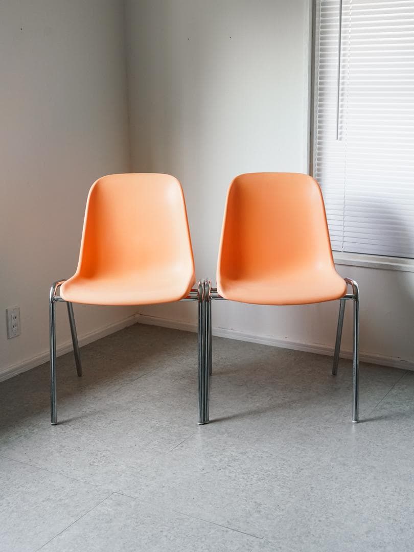 MOD ELENA スタッキングチェア 2脚 オレンジ色 ミッドセンチュリ