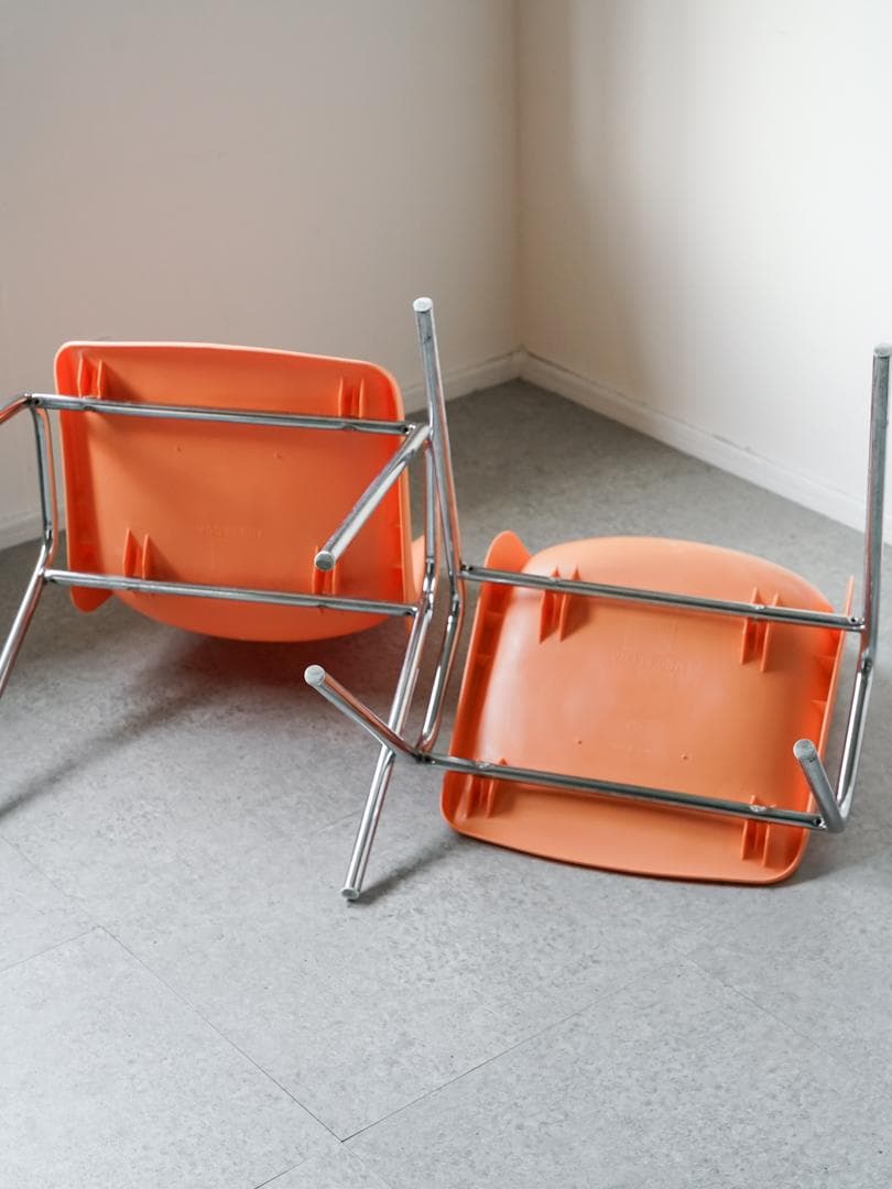 MOD ELENA スタッキングチェア 2脚 オレンジ色 ミッドセンチュリ