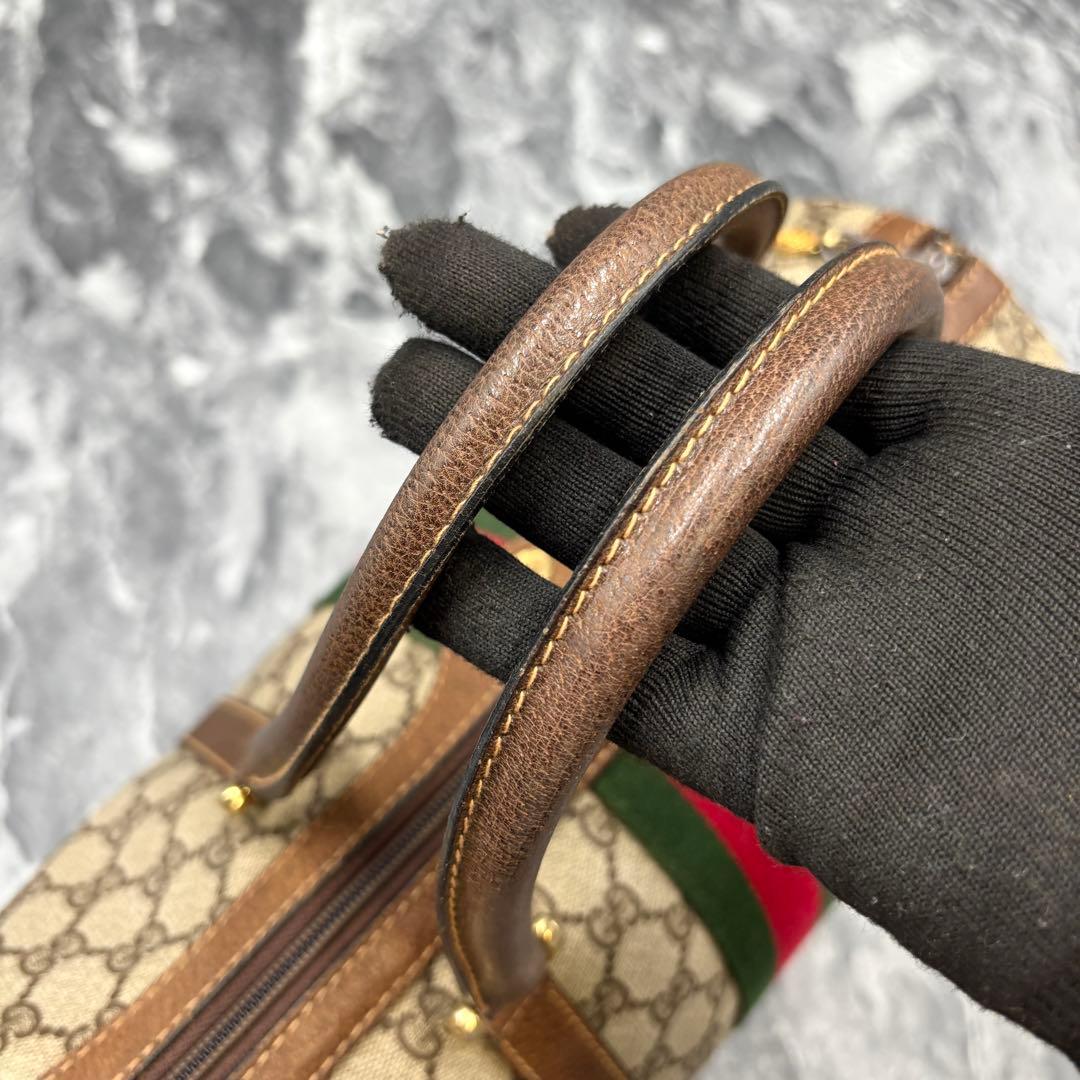 ✨極美品✨GUCCI シェリーライン GG レザー ボストンバッグ ブラウン