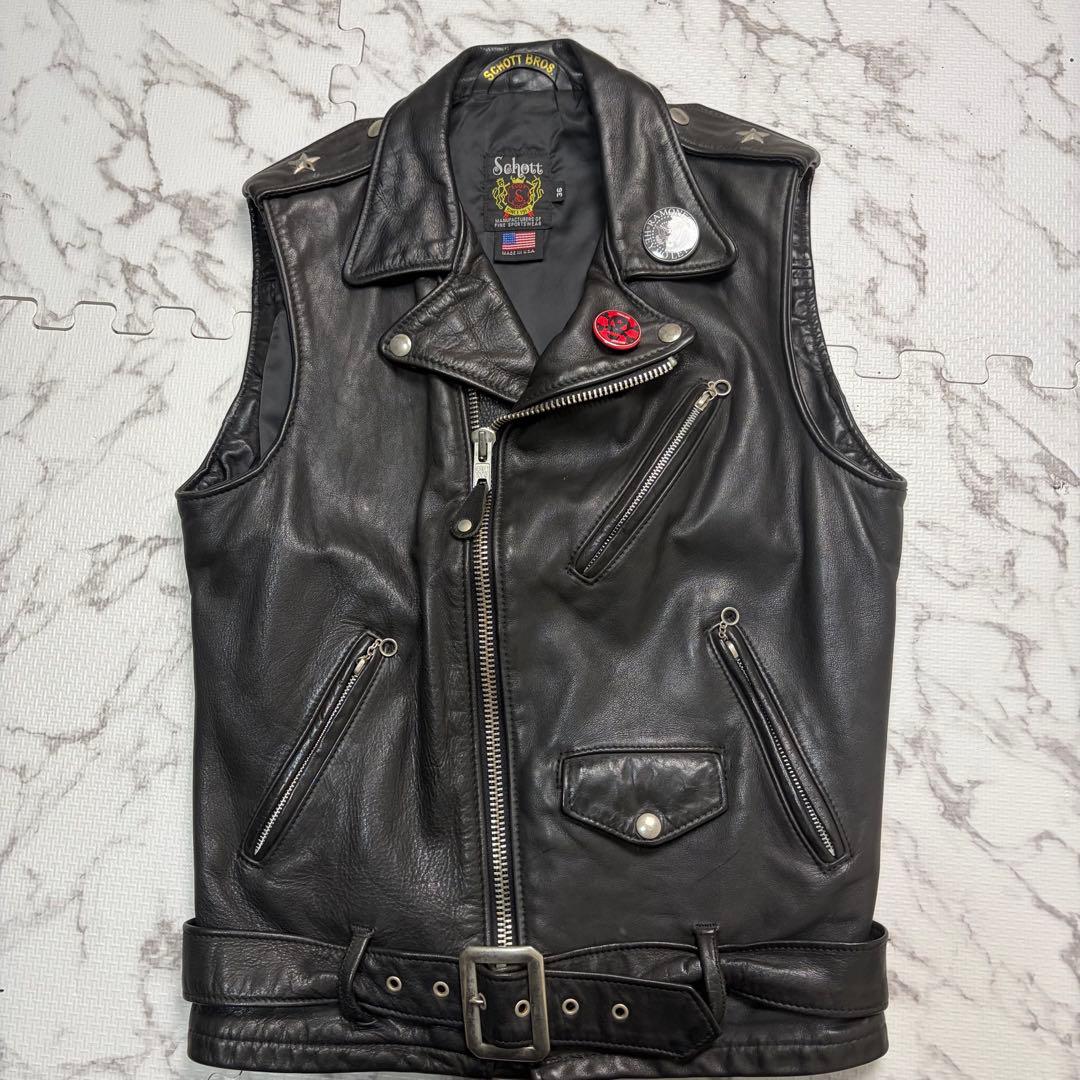 希少✨schott ワンスター レザージャケット ベスト36size 黒