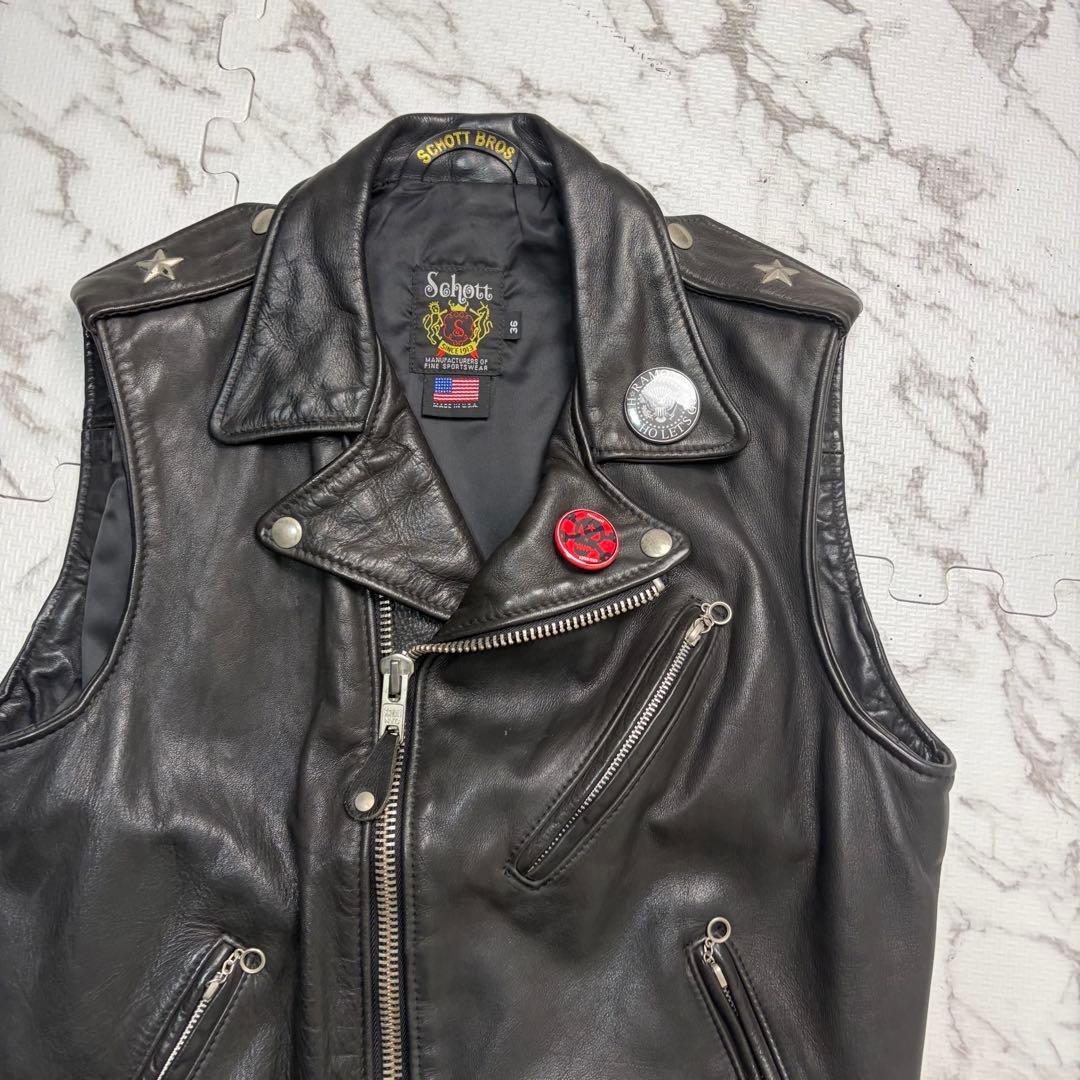 希少✨schott ワンスター レザージャケット ベスト36size 黒