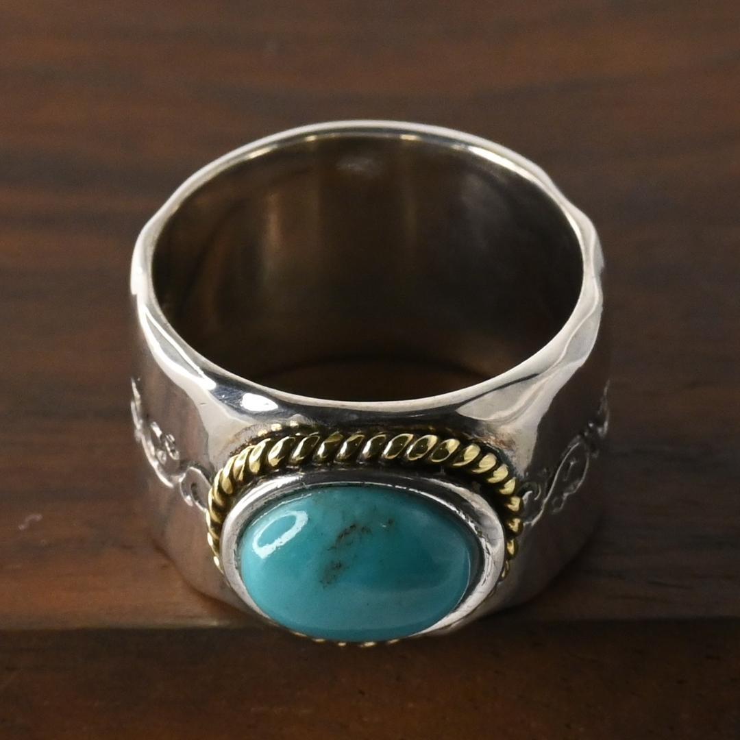 新品仕上げ SAAD ターコイズ リング 10.5号 シルバー925 美品