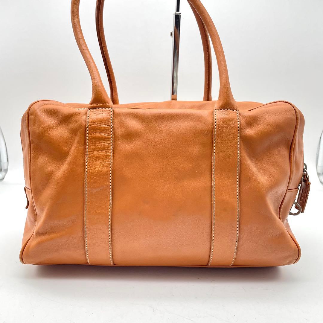 激レア プラダ ハンドバッグ ミニボストン ナッパ レザー オレンジ