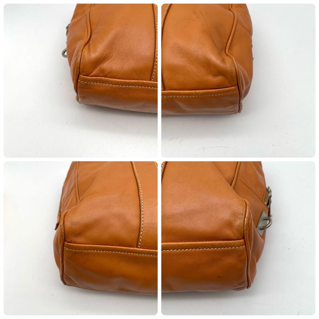 激レア プラダ ハンドバッグ ミニボストン ナッパ レザー オレンジ