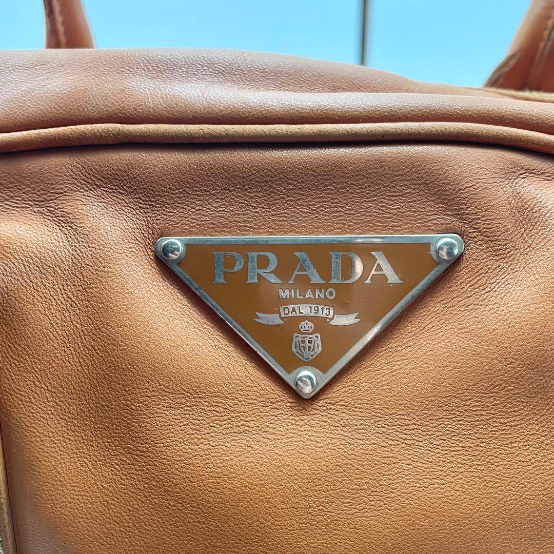 激レア プラダ ハンドバッグ ミニボストン ナッパ レザー オレンジ