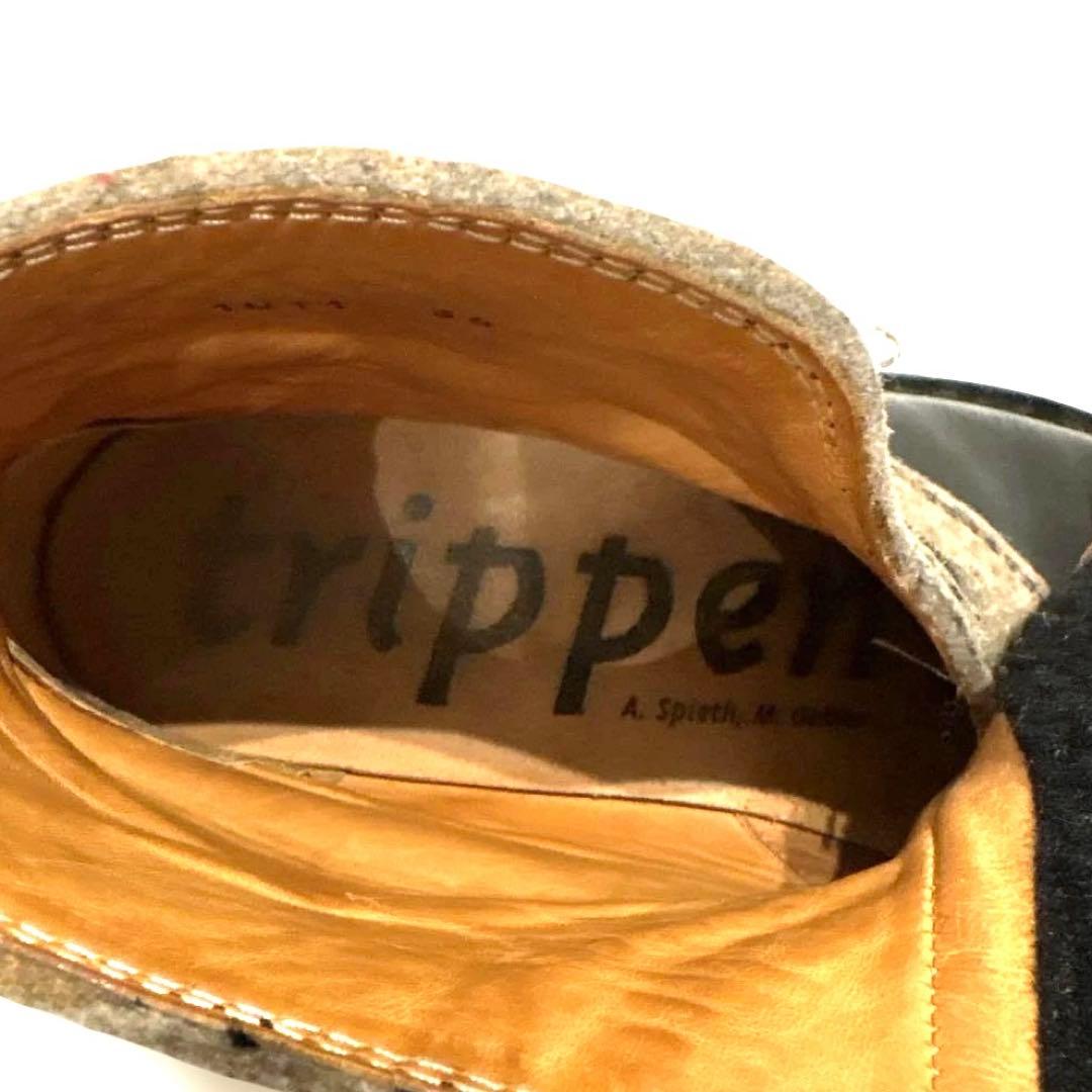 Trippen トリッペン レザーショートブーツ 23cm ベルクロ 切り替え式