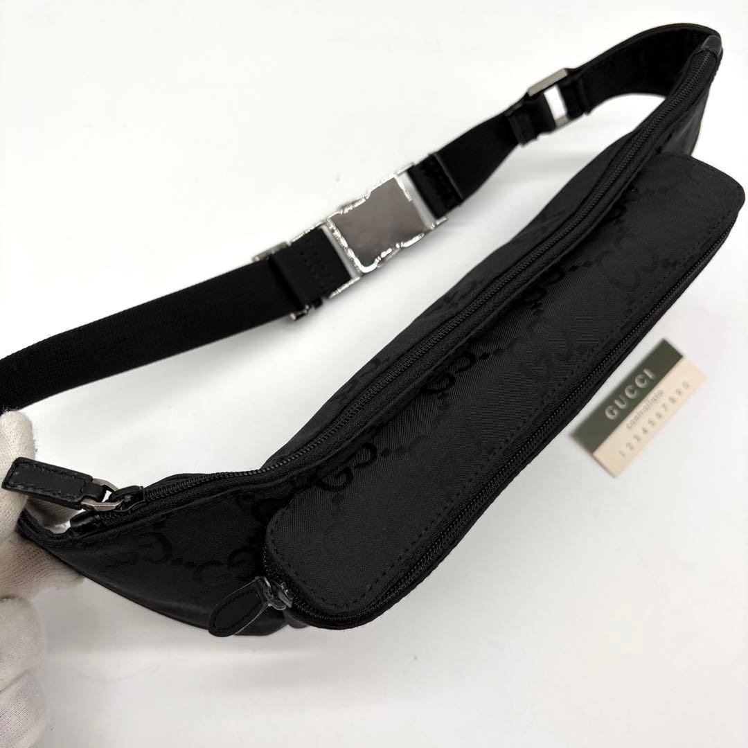 【使用感少】GUCCI グッチ ナイロン GG ウエストバッグ ブラック