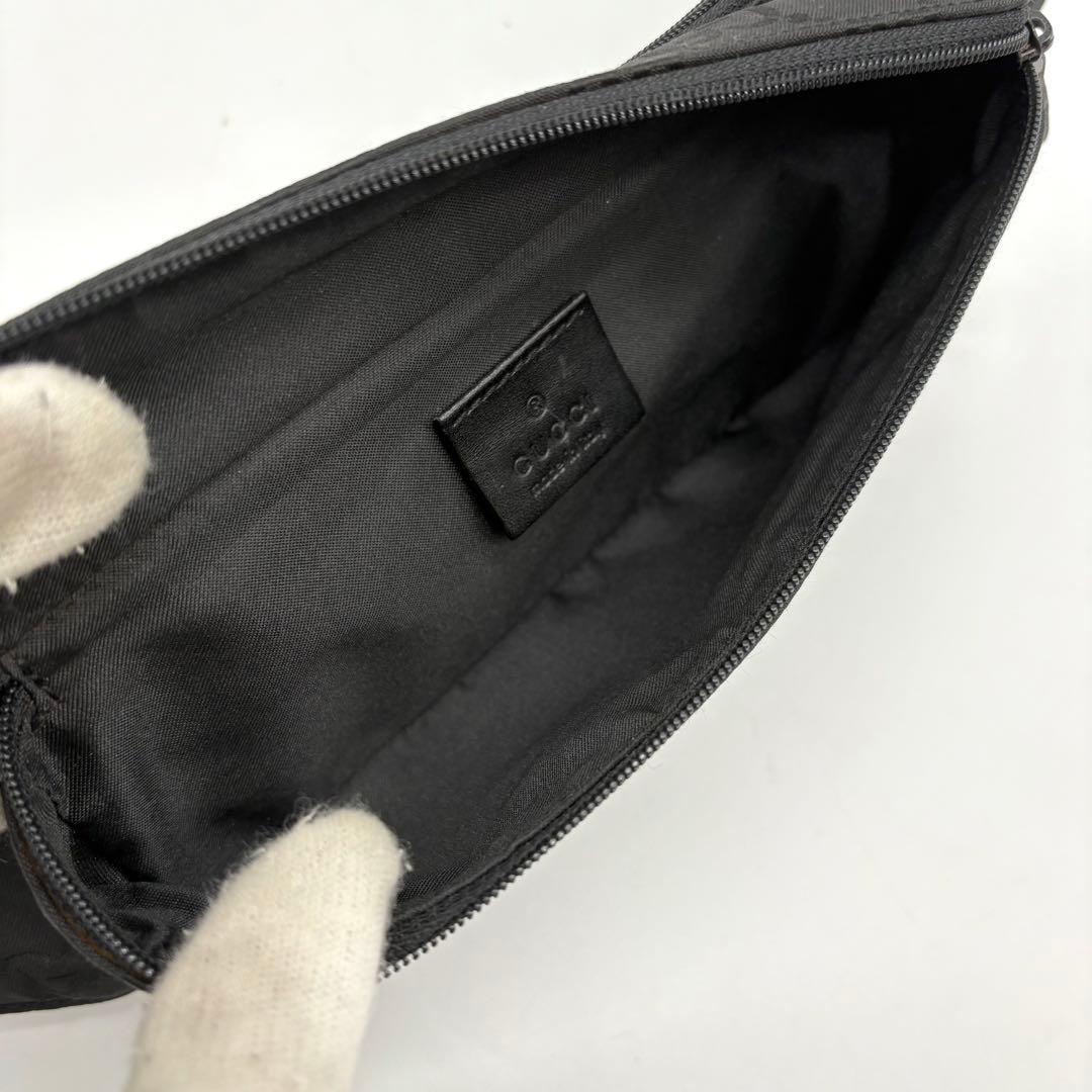【使用感少】GUCCI グッチ ナイロン GG ウエストバッグ ブラック