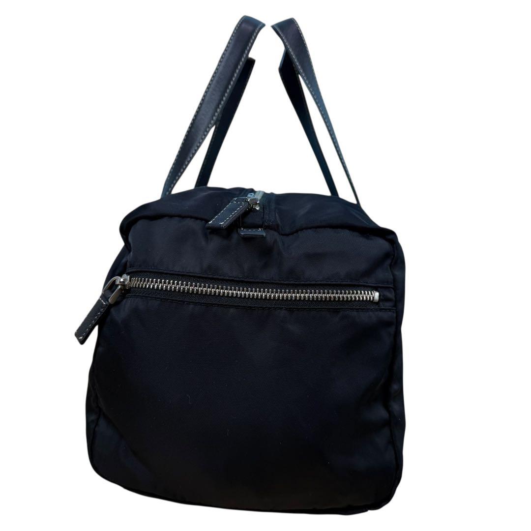 【美品】PRADA プラダ ミニボストン ナイロン サフィアーノ 三角ロゴ 黒