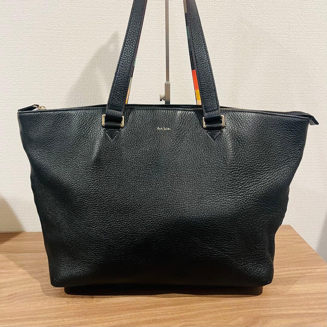 【美品】ポールスミス レザートートバッグ シボ革