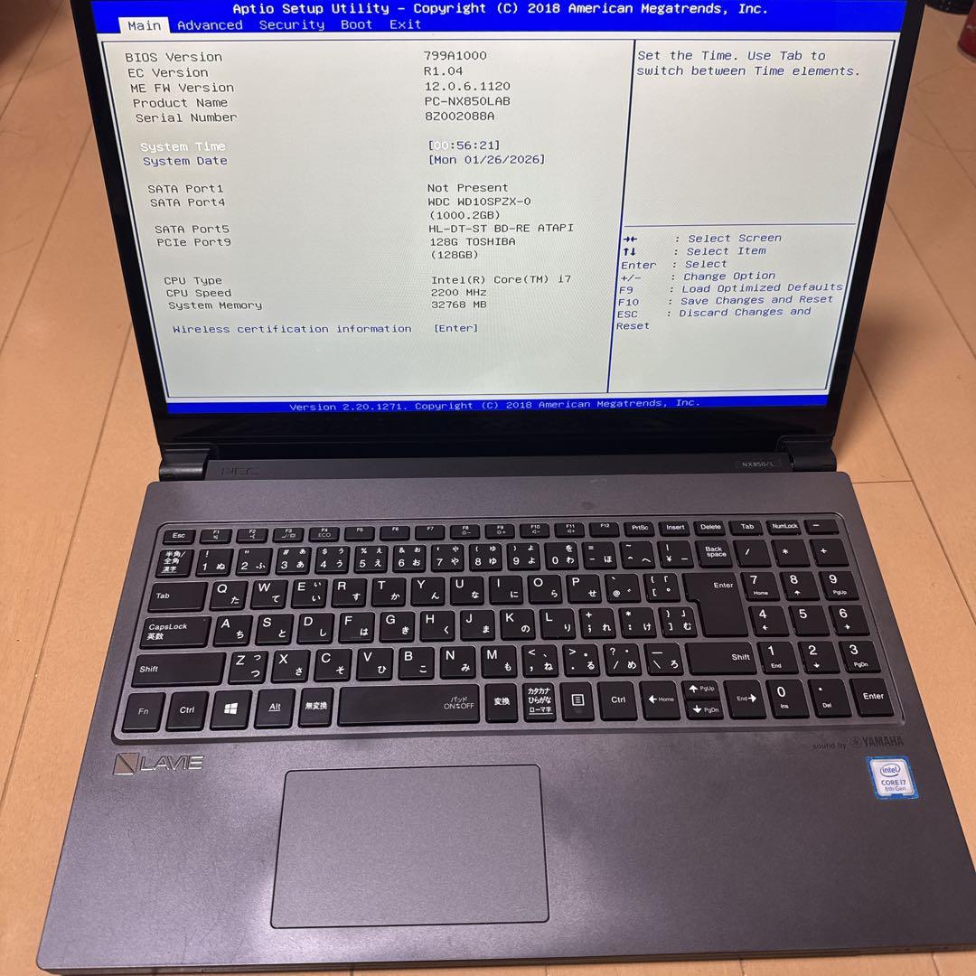NEC ノートパソコン LaVie NX850LAB メモリ32GB