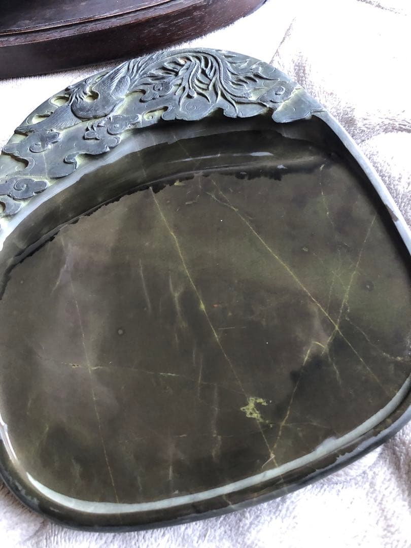 端渓硯 ◆老坑水巖・魚脳砕凍・胭脂暈・金綫の極美石◆坑仔巖旧坑◆唐木箱◆9.5吋