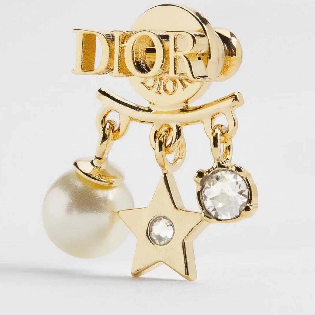 Dior メタル・レジンパール・クリスタル ゴールド ピアス(片耳)