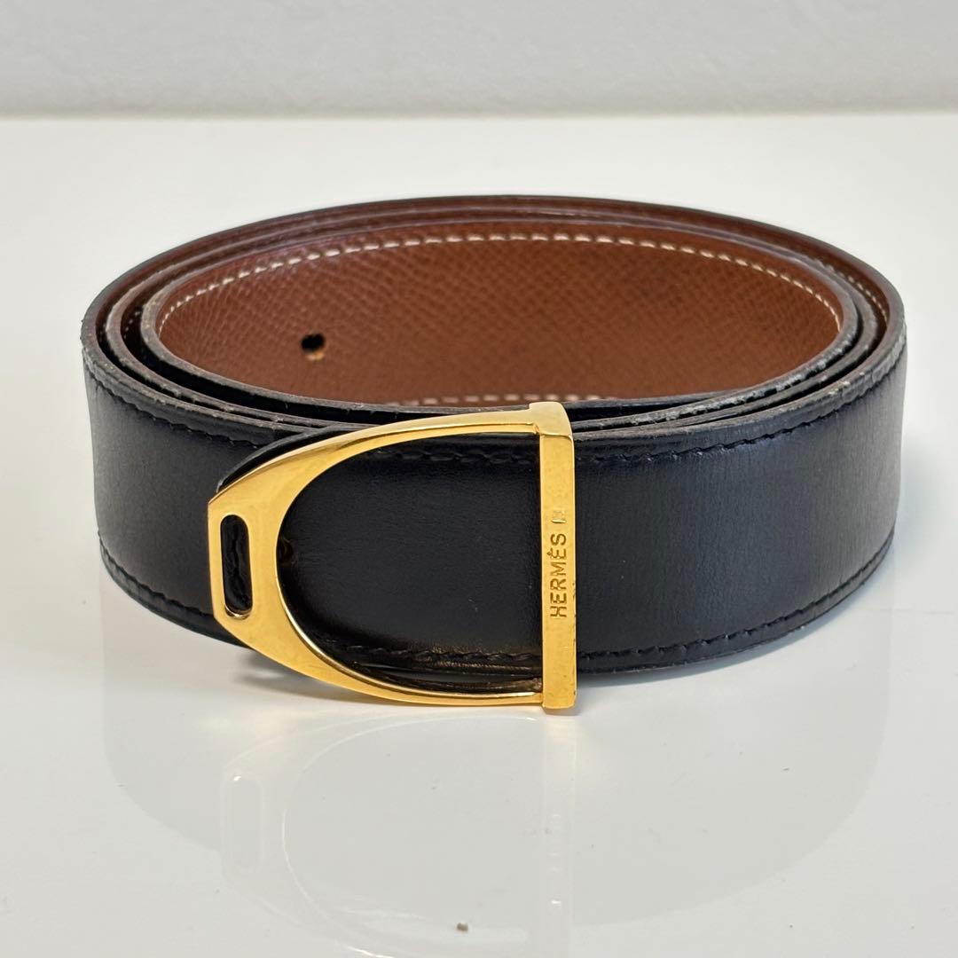 エルメス エトリエ ベルト ボックスカーフ V◯刻 80cm レザー