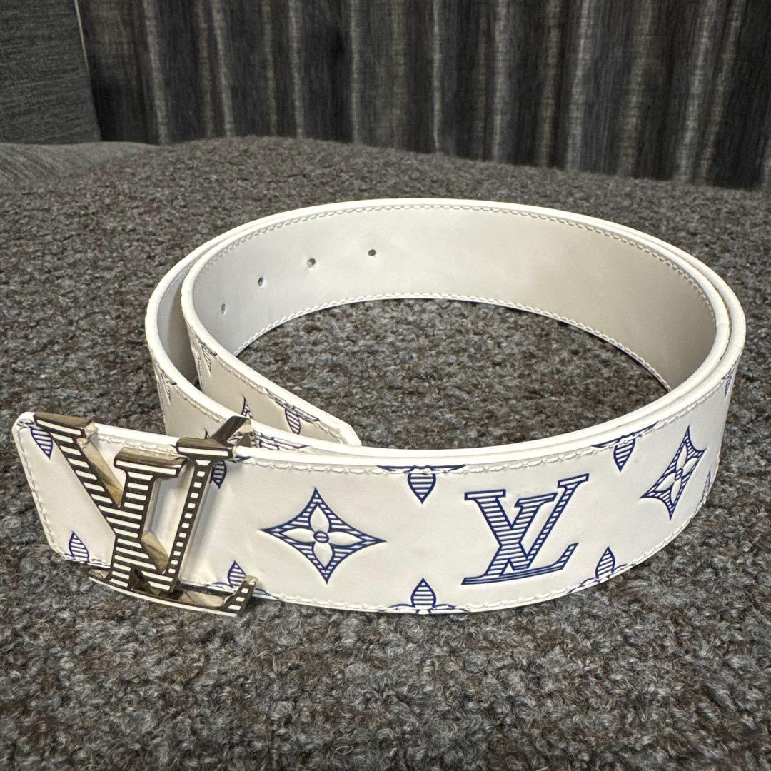 【希少配色】ベルト・LV シャドウ リバーシブル 90cm ブルー　正規品