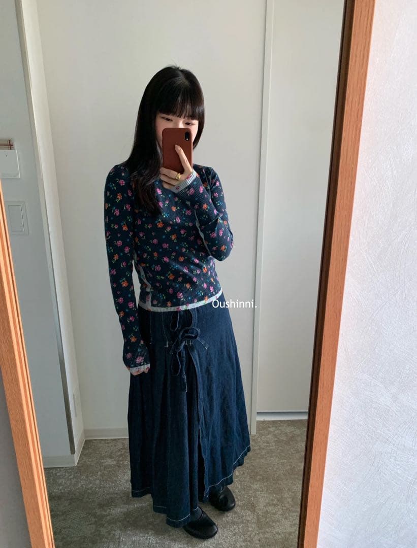 tricotトリココムデギャルソン　フラワー　ニット セーター　ネイビー