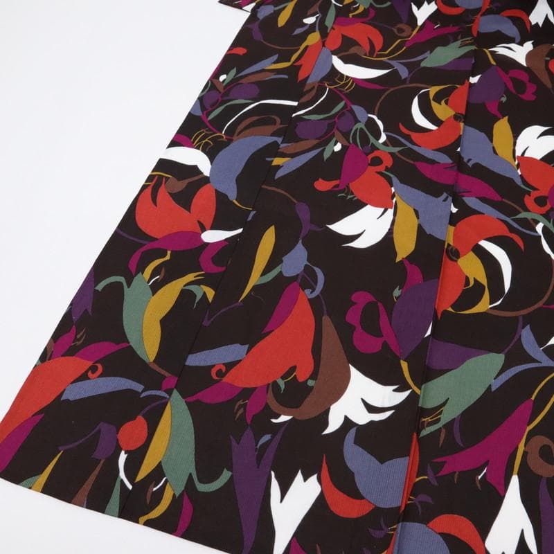 《Miyu★長尺■上質『浴衣』鮮やか花模様モダンアート◆濃黒茶UC9-2》