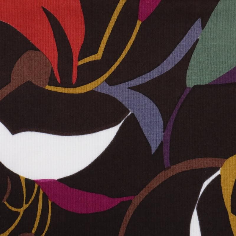 《Miyu★長尺■上質『浴衣』鮮やか花模様モダンアート◆濃黒茶UC9-2》