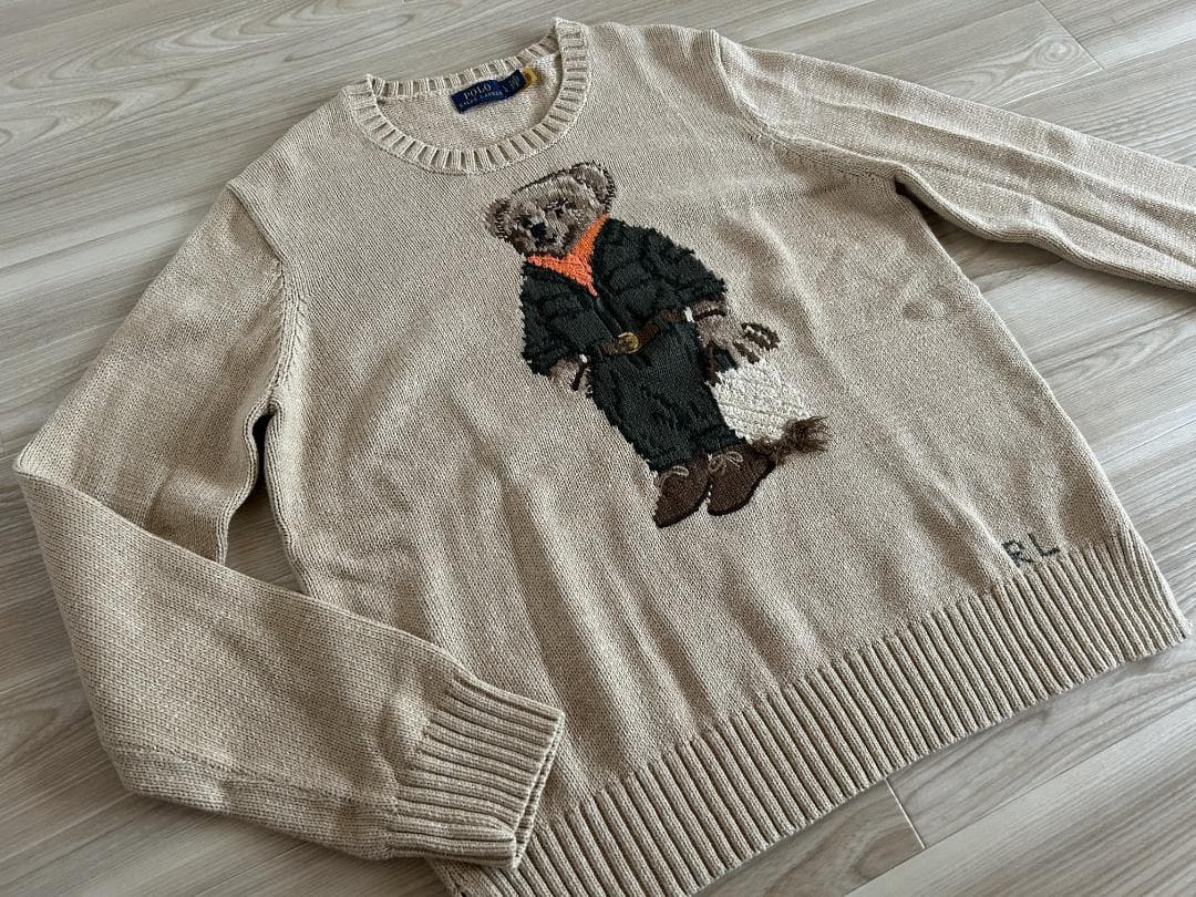 ポロラルフローレン ポロベアニット セーター ベージュ Lサイズ