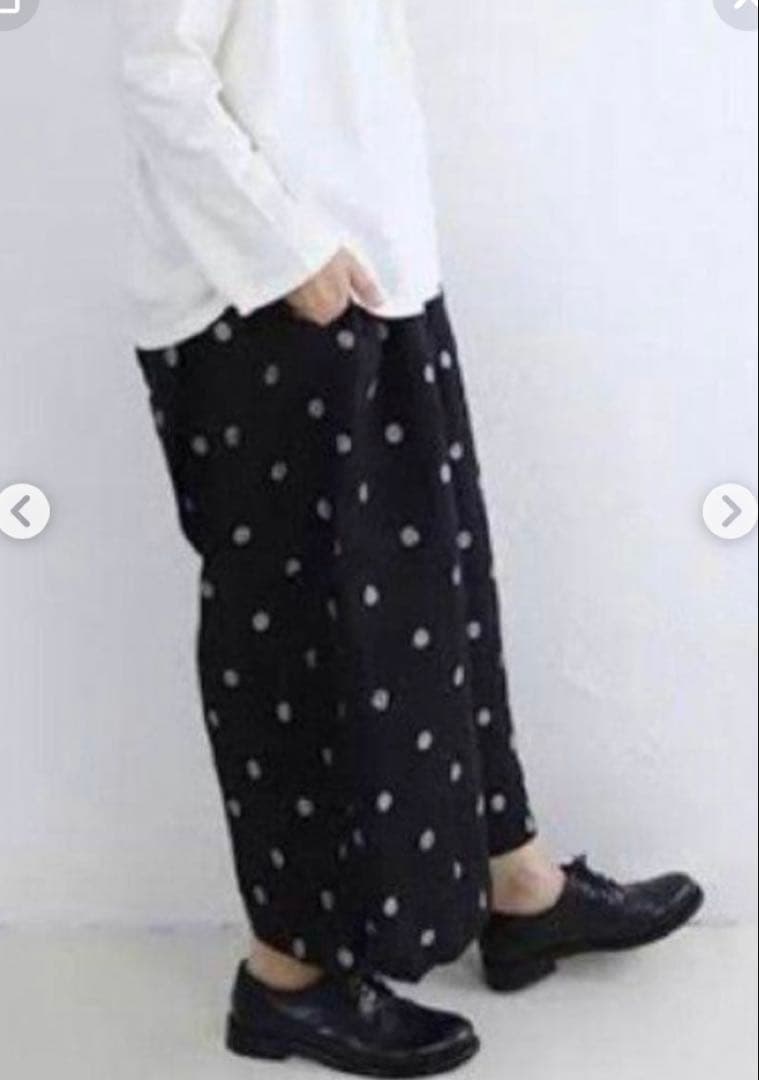 ICHI Antiquites イチアンティークスリネンドットイージーパンツ水玉