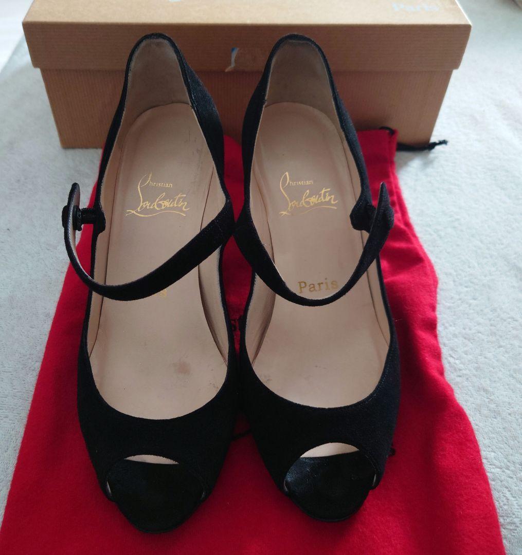 Christian Louboutin ブラック オープントゥパンプス