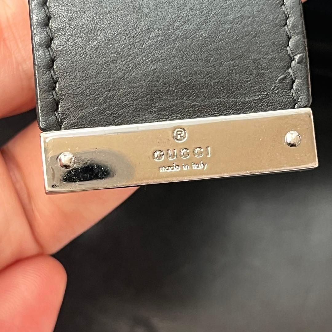 グッチ　GGキャンバス ブラック　ロゴプレート　長財布　メンズ