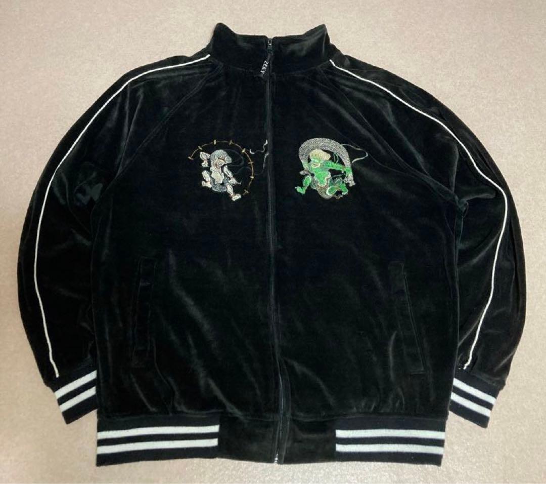 希少 一点物 是空 ZEKY 別珍 ベロア スカジャン 風神雷神 ライン 刺繍