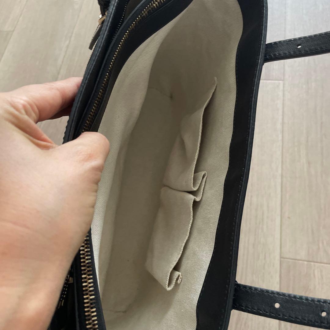 【GUCCI】マイクロGGシマトートバッグ 黒 エナメル