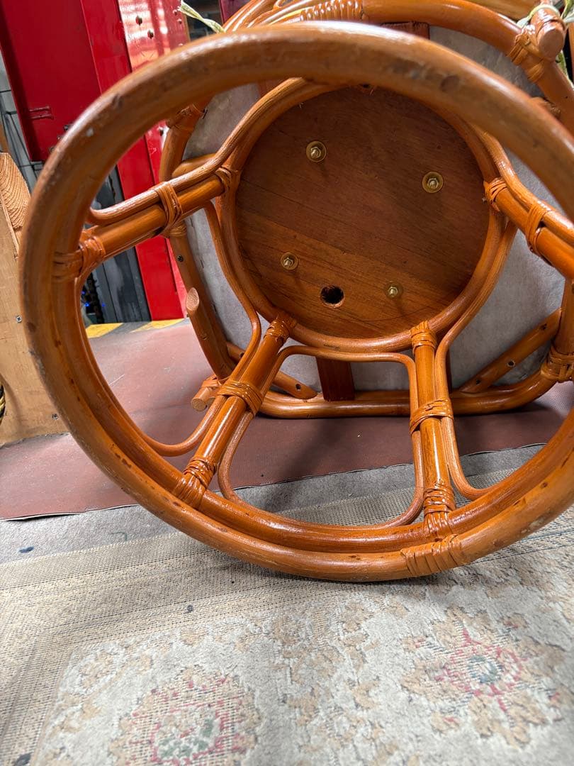 未使用品　萩原　籐家具　回転いす　ハイタイプ