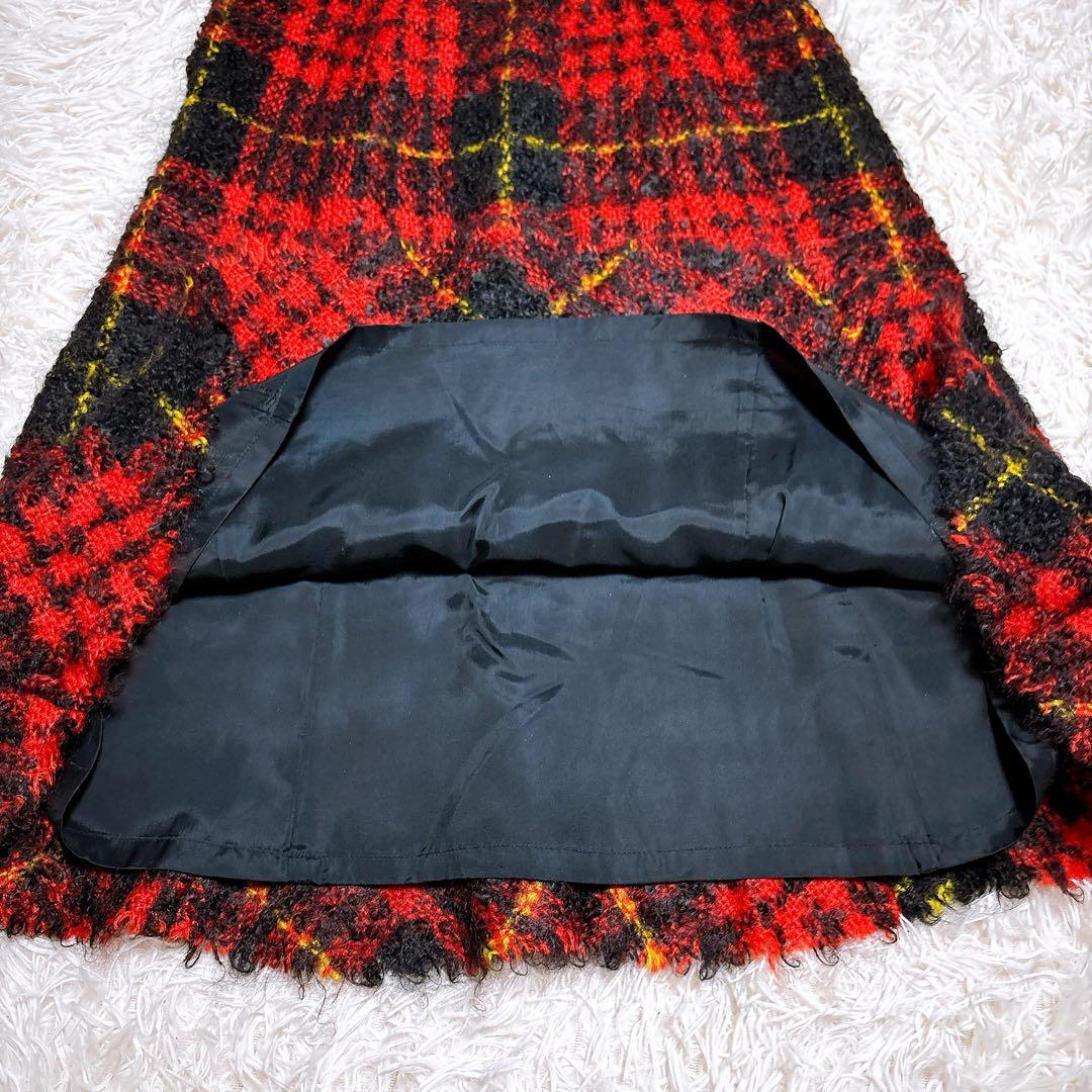 トリココムデギャルソン ロングフレアスカート モヘア チェック